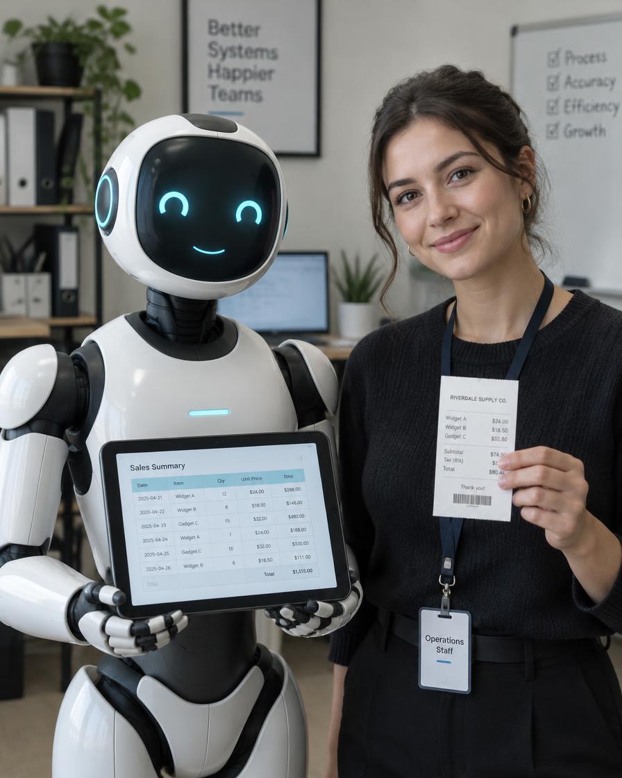 Office Manager AI agent recording a receipt with a staff member